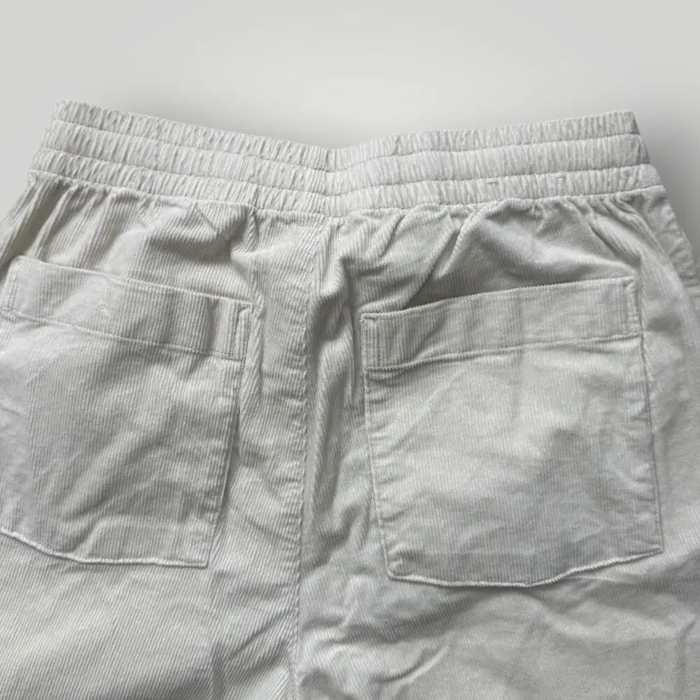 Uniqlo Men’s Corduroy Pull On Pants Ivory Elastic Waist Drawstring Size S